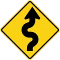 Winding road, first bend to right