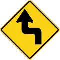 Sharp double curve, first to left