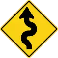 Winding road, first bend to left