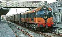 The former Asahi liner train running through Tuam railway station.