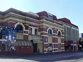 brick building two stories