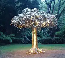 Photo of a golden tree sculpture