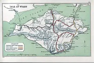 A 1914 Railway Clearing House map of lines around The Isle of Wight