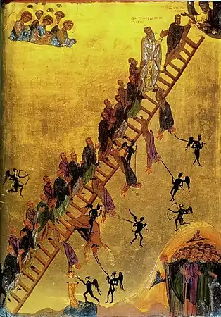 Ladder of Divine Ascent; late 12th century; tempera and gold leaf on panel; 41 x 29.5 cm; Saint Catherine's Monastery (Sinai Peninsula, Egypt)