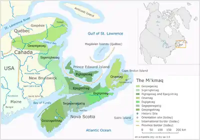 Seven Districts of Miꞌkmaꞌki excluding Taqamkuk