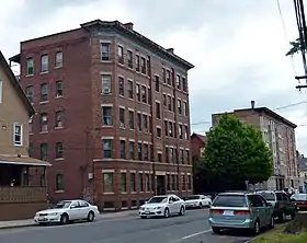 The Parkview, built 1910; it along with Guenther and Paquette being defining features of Springdale's Main Street landscape