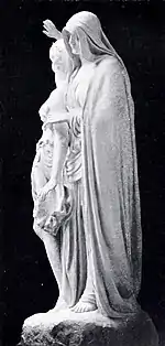 Black and white photograph of Edith Maryon's sculpture The Passing of Winter