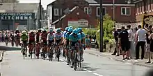 The Peloton on stage 3 through Leeming Bar