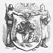 October 24, 1874, Nast cartoon "The Union as it was...This is a White Mans Government....the Lost cause...Worse than Slavery"