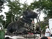 The decorated Nandi statue