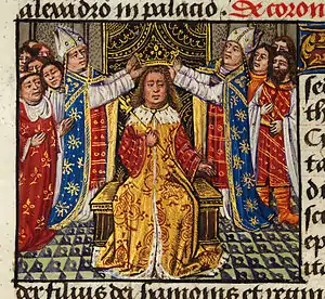 Folio 60v.: The coronation of Alexander.