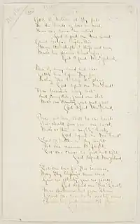 Original manuscript of words for God Defend New Zealand, handwritten in ink on paper