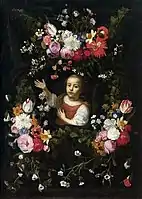 Girl in a garland of flowers, Jan Philip van Thielen