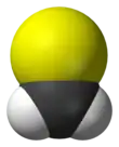 Ball-and-stick model of the thioformaldehyde molecule