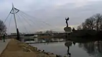 Keeper of the Plains in December, 2010. View from the banks of the Little Arkansas River.