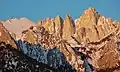 Snow-covered Thor Peak (left), with Mt. Whitney (right)