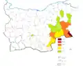 Part of the Bulgarians born in East Thrace, West Thrace and Asia Minor in 1946 calculated from the total of the ethnic Bulgarians