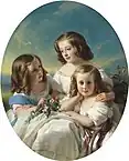 Three demoiselles de la famille de Chateaubourg by Hermann Fidel Winterhalter, oil on canvas, 1850.