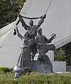 Left group of statues outside the memorial