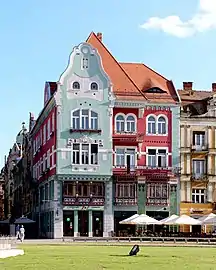 Brück House in Timișoara (1911). Along with Oradea, Timișoara is part of the Art Nouveau European Route.