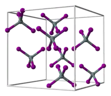 Ball-and-stick model of the unit cell of tin tetraiodide