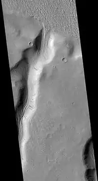 Tinia Valles, as seen by HiRISE Full size image shows dark slope streaks.