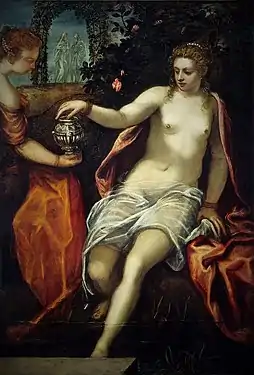 Domenico Tintoretto, Susanna (c. 1580), oil on canvas, 150.2 x 102.6 cm. National Gallery of Art, Washington DC