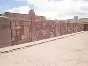 The walls of Semi-subterranean Temple are made up with sandstone columns and carved stone.