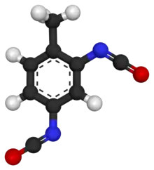 Ball and stick model of toluene diisocyanate