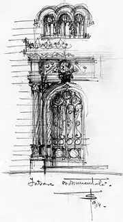 Sketch of a monumental entry. Extract from Toma T. Socolescu's sketches notebook.