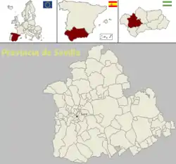 Location of Tomares in the Province of Seville