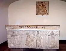 A photo of the sarcophagus of Pope Urban VI