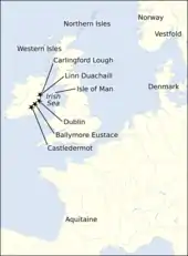 Map of Britain, Ireland, and Continental Europe