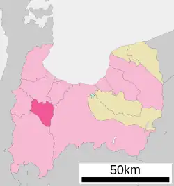 Location of Tonami in Toyama Prefecture