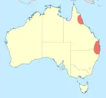 Map showing distribution of Tonyosynthemis in eastern Australia