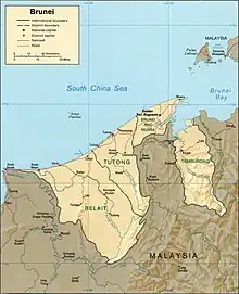 Road and railway networks of Brunei in 1984.