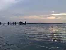 Image of Topsail Island sound side dock at sunset