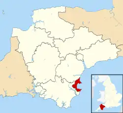 Torbay shown within Devon and England