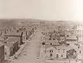 Looking north up York Street. Osgoode Hall is visible at the end of the street