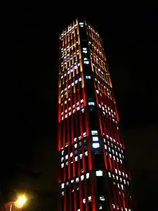 Torre Colpatria at night