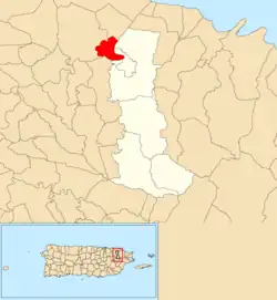 Location of Torrecilla Alta within the municipality of Canóvanas shown in red
