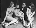 Italian comical actor Totò and three dancers in "Once upon a time in the world", 1 February 1948