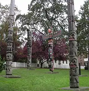 Totem poles outside the Royal BC Museum in Victoria