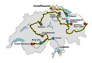 The route of the 2011 Tour de Suisse