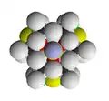 View of single unit of tourmaline structure along the axis of the crystal