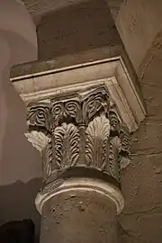 Romanesque quasi-Corinthian capital, Church of St. Philibert, Tournus, France, c.1008 to mid-11th century