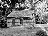 Town school house, rear view