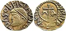 Tremissis of a Frankish king Dagobert I (c. 603–639 AD)