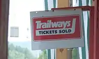 Trailways sign in Warrensburg, New York