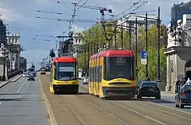 Pesa Swing tram on Poniatowski Bridge